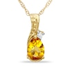 Thumbnail Image 1 of Previously Owned - Pear-Shaped Citrine and Diamond Accent Teardrop Pendant in 10K Gold