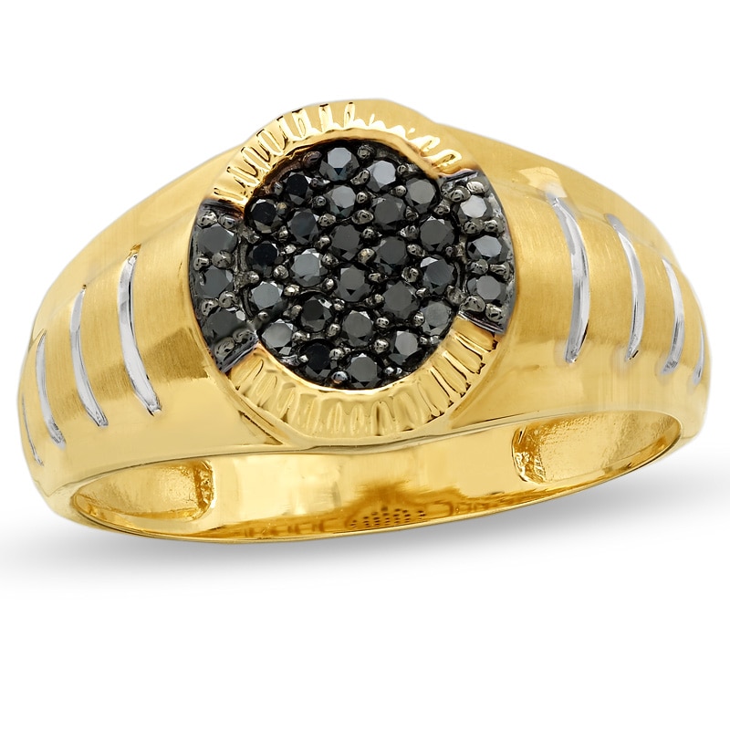 Previously Owned - Men's 1/3 CT. T.W. Black Diamond Cluster Ring in 10K Gold
