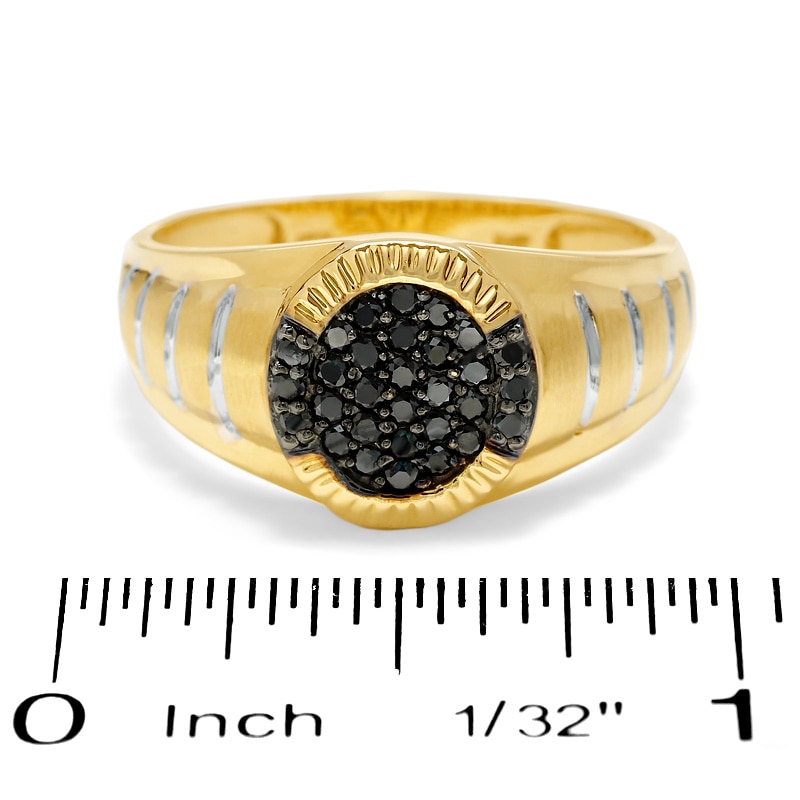 Previously Owned - Men's 1/3 CT. T.W. Black Diamond Cluster Ring in 10K Gold