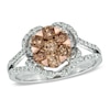 Thumbnail Image 1 of Previously Owned - 1-1/4 CT. T.W. Champagne and White Diamond Cluster Ring in 14K Two-Tone Gold