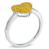 Thumbnail Image 1 of Previously Owned - 1/4 CT. T.W. Enhanced Yellow and White Diamond Puffed Heart Ring in 10K White Gold