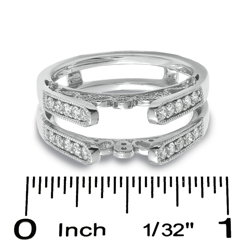 Previously Owned - 1/2 CT. T.W. Diamond Vintage-Style Cathedral Solitaire Enhancer in 14K White Gold