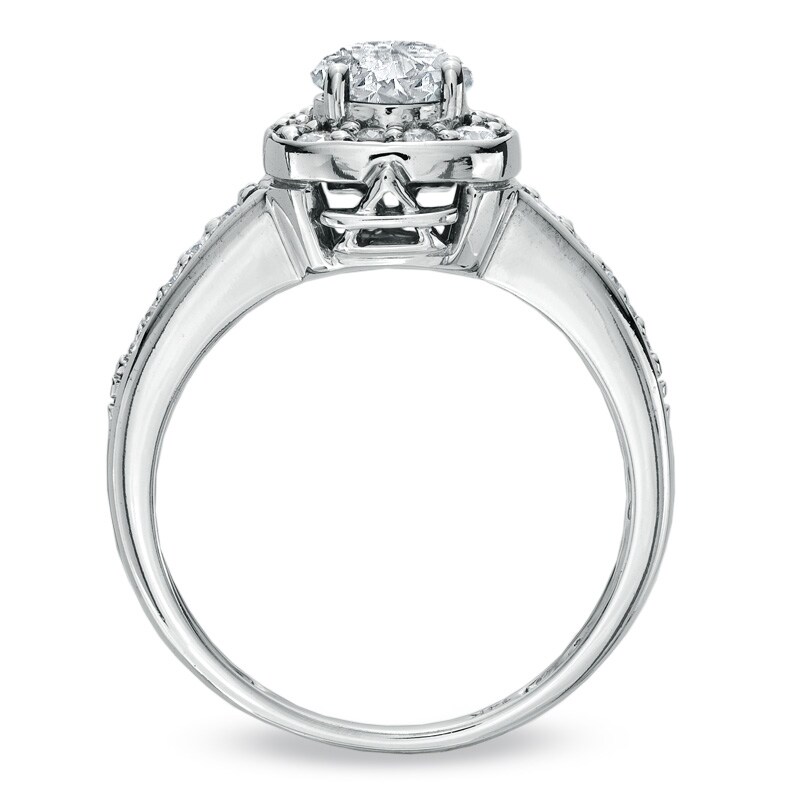 Previously Owned - 1 CT. T.W. Diamond Square Framed Ring in 14K White Gold