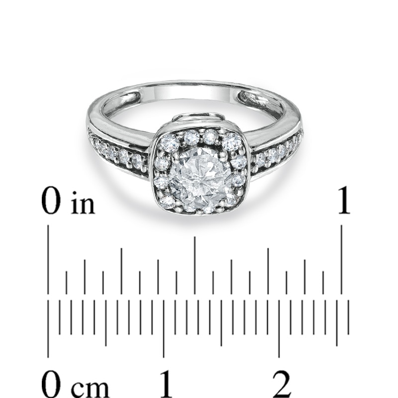 Previously Owned - 1 CT. T.W. Diamond Square Framed Ring in 14K White Gold