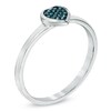 Thumbnail Image 2 of Previously Owned - Enhanced Blue Diamond Accent Heart Ring in Sterling Silver