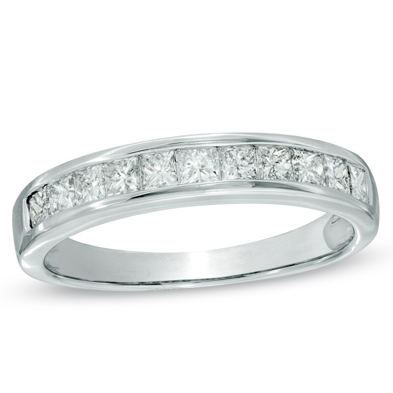 Main Image 1 of Previously Owned - 3/4 CT. T.W. Princess-Cut Diamond Wedding Band in 14K White Gold