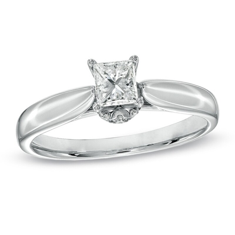 Main Image 1 of Previously Owned - For Eternity 1/2 CT. T.W. Princess-Cut Diamond Solitaire Engagement Ring in 14K White Gold