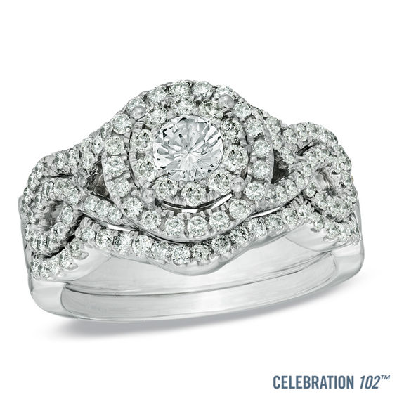 Previously Owned - 1-1/4 CT. T.W. Diamond Cluster Bridal Set