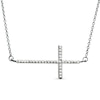 Thumbnail Image 1 of Previously Owned - 1/6 CT. T.W. Diamond Sideways Cross Necklace in 10K White Gold - 17"