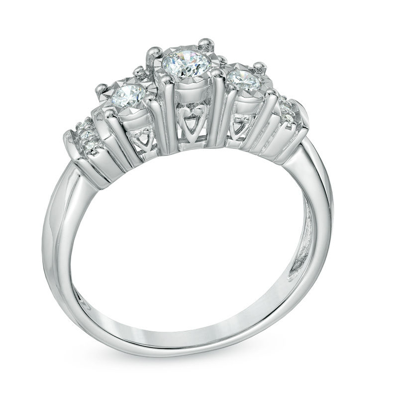 Main Image 2 of Previously Owned - 1/4 CT. T.W. Diamond Three Stone Engagement Ring in 10K White Gold