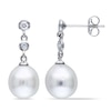 Thumbnail Image 1 of Previously Owned-9.0-9.5mm South Sea Cultured Pearl and 1/5 CT. T.W. Diamond Earrings in 14K White Gold