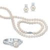 Thumbnail Image 1 of Previously Owned-6.5-7.0mm Freshwater Cultured Pearl and Lab-Created White Sapphire Jewelry Set