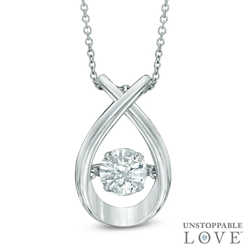 Main Image 1 of Previously Owned - 6.0mm Lab-Created White Sapphire Pendant in Sterling Silver