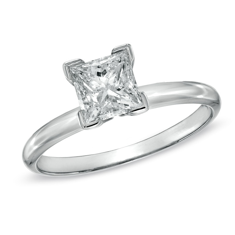 Previously Owned - 1 CT. Certified Princess-Cut Diamond Solitaire Engagement Ring in 14K White Gold (J/I2)
