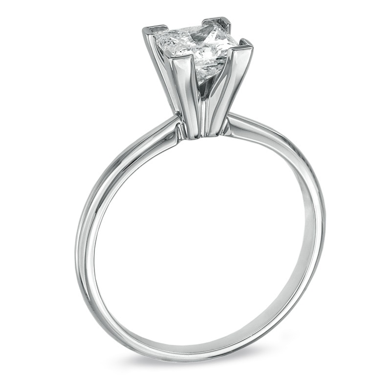 Previously Owned - 1 CT. Certified Princess-Cut Diamond Solitaire Engagement Ring in 14K White Gold (J/I2)