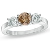 Thumbnail Image 0 of Previously Owned - 1-1/2 CT. T.W. Enhanced Champagne and White Diamond Three Stone Ring in 14K White Gold