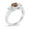 Thumbnail Image 1 of Previously Owned - 1-1/2 CT. T.W. Enhanced Champagne and White Diamond Three Stone Ring in 14K White Gold