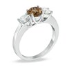 Thumbnail Image 1 of Previously Owned - 1-1/2 CT. T.W. Enhanced Champagne and White Diamond Three Stone Ring in 14K White Gold