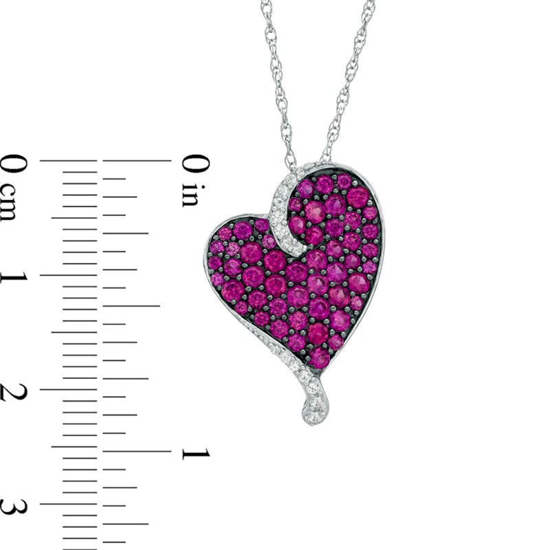 Previously Owned - Lab-Created Ruby and White Sapphire Heart Pendant in Sterling Silver