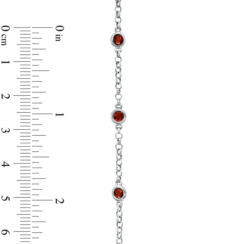 Main Image 3 of Previously Owned - Garnet Station Bracelet in Sterling Silver
