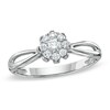 Thumbnail Image 1 of Previously Owned - 1/3 CT. T.W. Diamond Split Shank Flower Ring in 10K White Gold