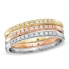 Thumbnail Image 1 of Previously Owned - 1/4 CT. T.W. Diamond Stacked Three Ring Set in 10K Tri-Tone Gold