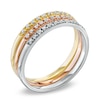 Thumbnail Image 2 of Previously Owned - 1/4 CT. T.W. Diamond Stacked Three Ring Set in 10K Tri-Tone Gold