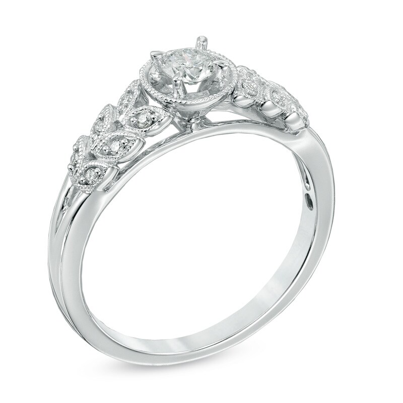 Main Image 2 of Previously Owned - Cherished Promise Collection™ 1/5 CT. T.W. Diamond Vintage-Style Promise Ring in 10K White Gold