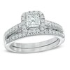 Thumbnail Image 1 of Previously Owned - 1 CT. T.W. Princess-Cut Diamond Frame Bridal Set in 14K White Gold