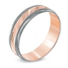 Thumbnail Image 2 of Previously Owned - 6.0mm Comfort Wedding Band in 10K Rose Gold with Charcoal Rhodium
