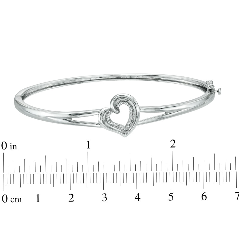 Main Image 2 of Previously Owned -  Diamond Accent Heart Bangle in Sterling Silver