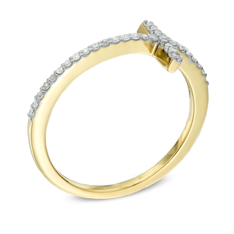 Main Image 2 of Previously Owned - 1/6 CT. T.W. Diamond Sideways Cross Ring in 10K Gold