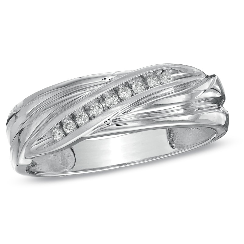 Main Image 1 of Previously Owned - 1/10 CT. T.W. Diamond Wedding Band in 10K White Gold