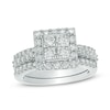 Thumbnail Image 0 of Previously Owned - 2 CT. T.W. Quad Princess-Cut Diamond Framed Three Piece Bridal Set in 14K White Gold