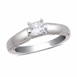 Previously Owned - 5/8 CT. T.W. Princess-Cut Diamond Solitaire Engagement Ring in 14K White Gold