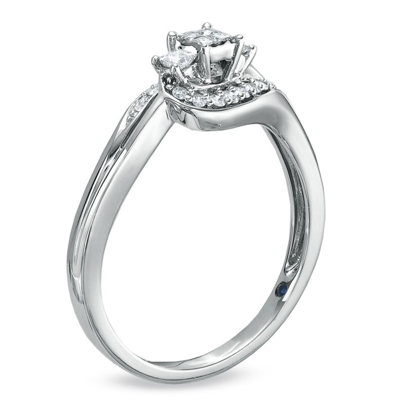 Main Image 2 of Previously Owned - Cherished Promise Collection™ 1/4 CT. T.W. Diamond Scoop Promise Ring in 10K White Gold