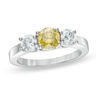 Thumbnail Image 1 of Previously Owned - 1-1/2 CT. T.W. Enhanced Yellow and White Diamond Three Stone Ring in 14K White Gold