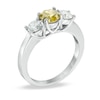 Thumbnail Image 2 of Previously Owned - 1-1/2 CT. T.W. Enhanced Yellow and White Diamond Three Stone Ring in 14K White Gold