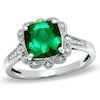 Thumbnail Image 1 of Previously Owned - 8.0mm Cushion-Cut Lab-Created Emerald Vintage-Style Ring in Sterling Silver