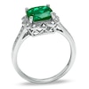 Thumbnail Image 2 of Previously Owned - 8.0mm Cushion-Cut Lab-Created Emerald Vintage-Style Ring in Sterling Silver