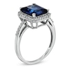 Thumbnail Image 1 of Previously Owned - Emerald-Cut Lab-Created Blue and White Sapphire Ring in Sterling Silver