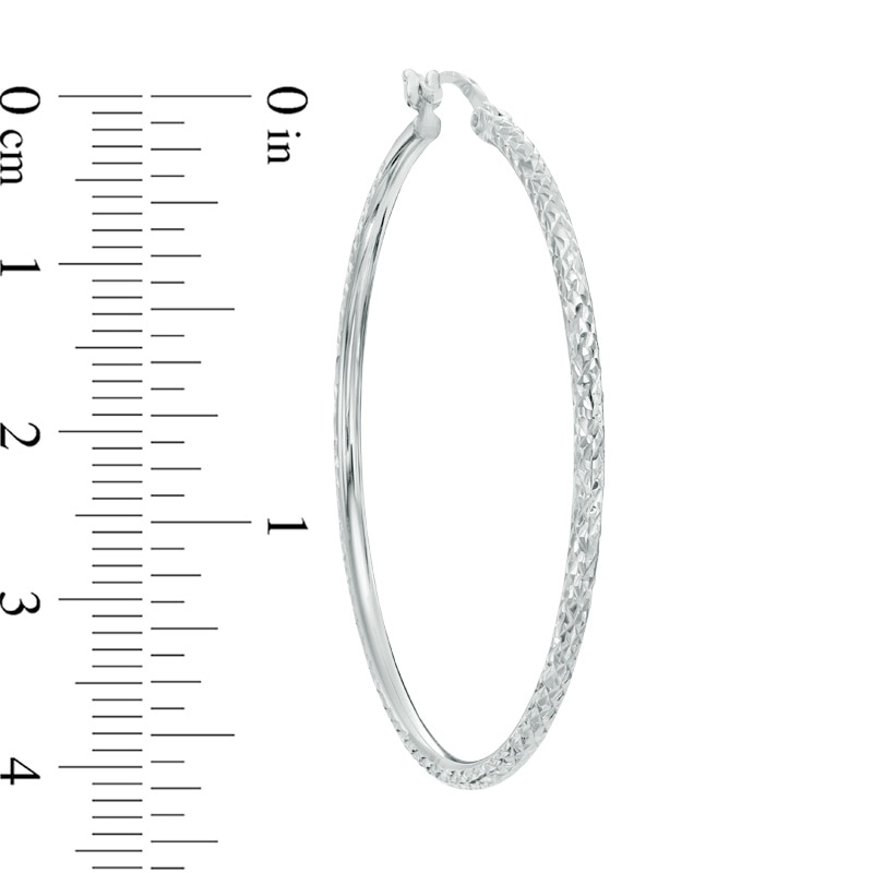 Previously Owned - Diamond-Cut Hoop Earrings in Sterling Silver