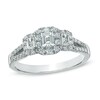 Thumbnail Image 1 of Previously Owned - 1 CT. T.W. Emerald-Cut Diamond Three Stone Frame Ring in 14K White Gold (I/I1)