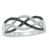 Thumbnail Image 0 of Previously Owned - 1/5 CT. T.W. Enhanced Black and White Diamond Loose Braid Ring in Sterling Silver
