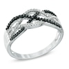 Thumbnail Image 1 of Previously Owned - 1/5 CT. T.W. Enhanced Black and White Diamond Loose Braid Ring in Sterling Silver