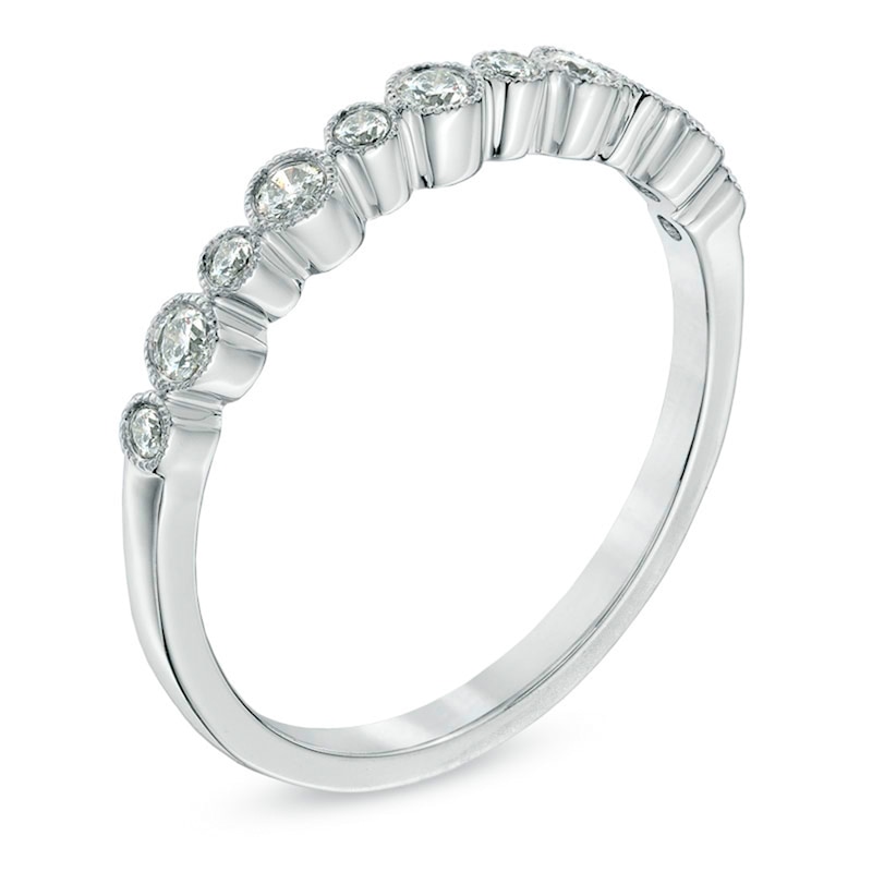 Main Image 2 of Previously Owned - 1/4 CT. T.W. Diamond Bezel-Set Anniversary Band in 10K White Gold