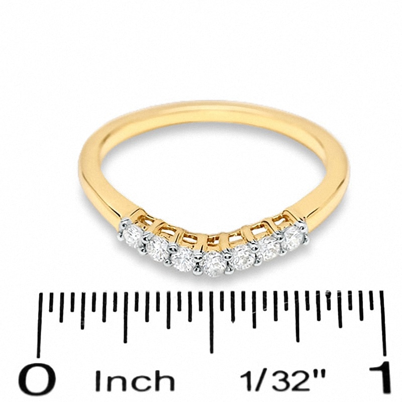 Main Image 2 of Previously Owned - 1/4 CT. T.W. Diamond Contour Wedding Band in 14K Gold
