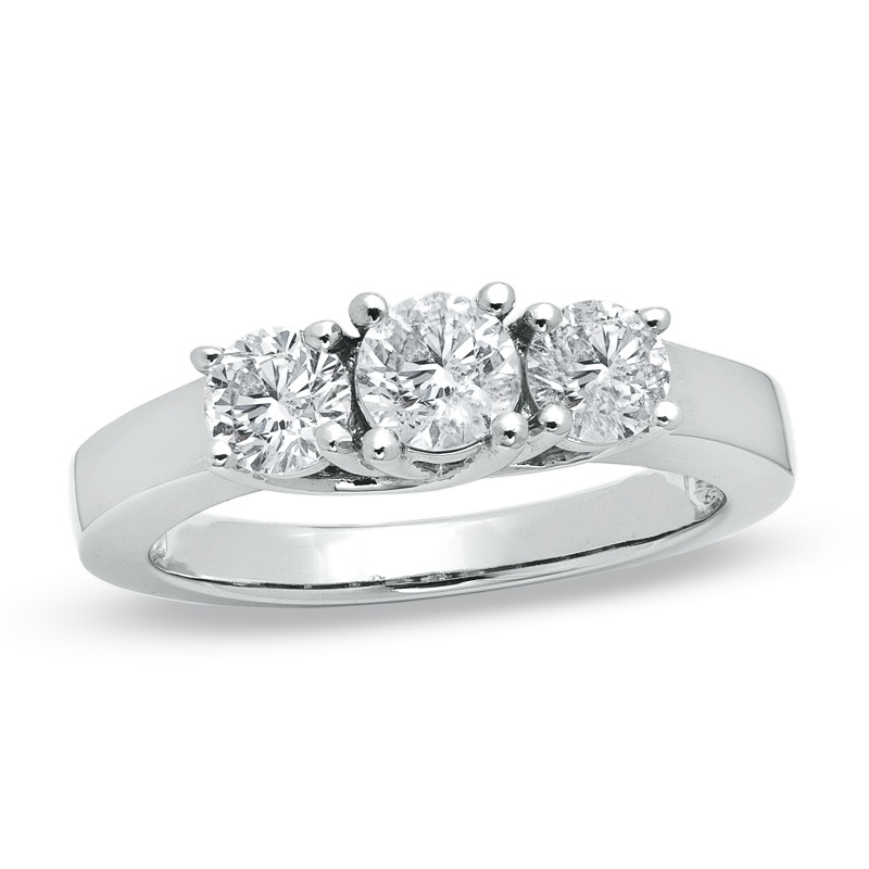 Main Image 1 of Previously Owned - 1 CT. T.W. Diamond Three Stone Ring in 14K White Gold