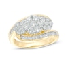 Thumbnail Image 1 of Previously Owned - 1-1/2 CT. T.W. Diamond Three Flower Bypass Ring in 14K Gold