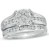 Thumbnail Image 0 of Previously Owned - 1 CT. T.W. Diamond Cluster Bridal Set in 10K White Gold